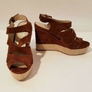 Michael Kors Women's Leather Wedge Sandals Sz 9.5M